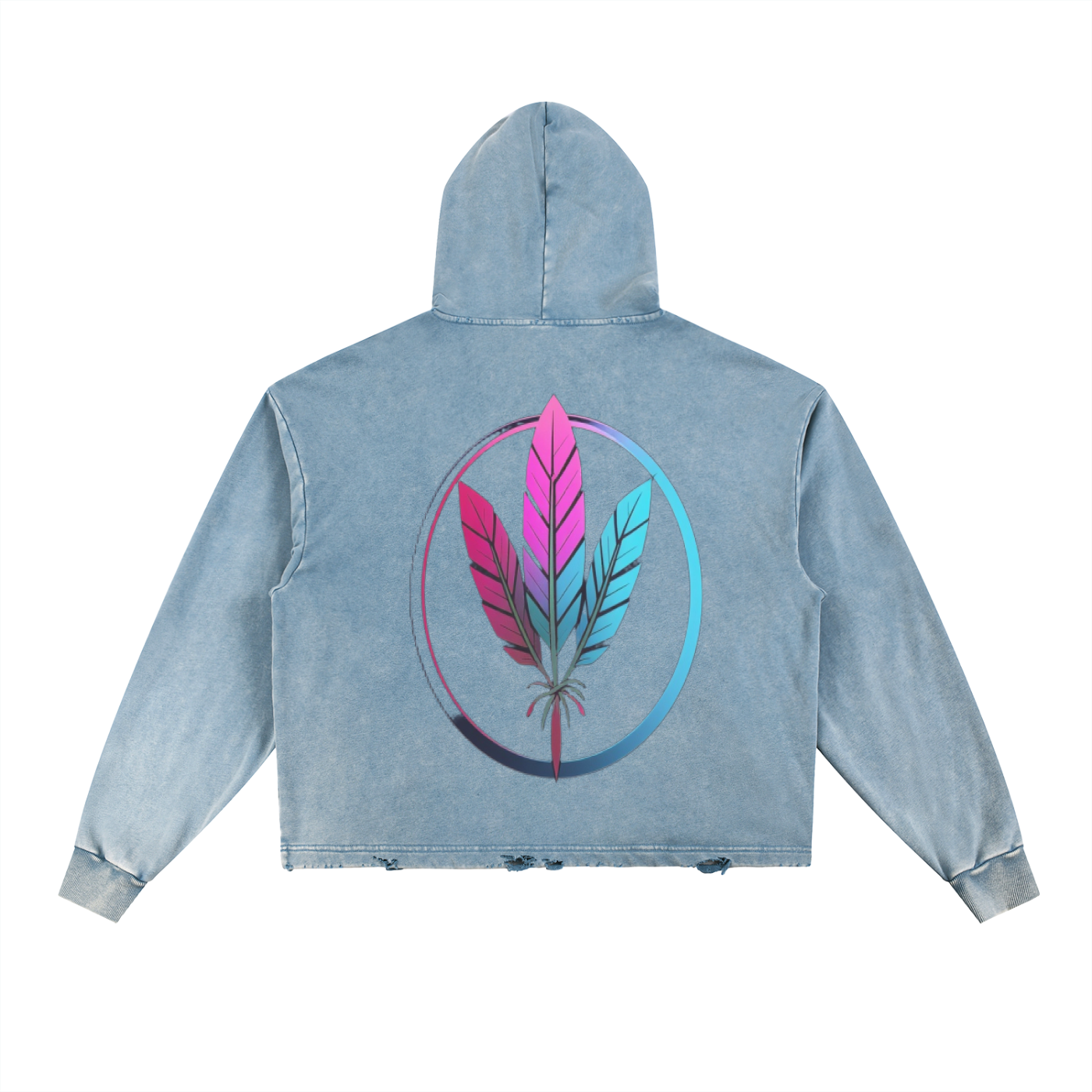 Vintage Washed Frayed-Hem Hoodie