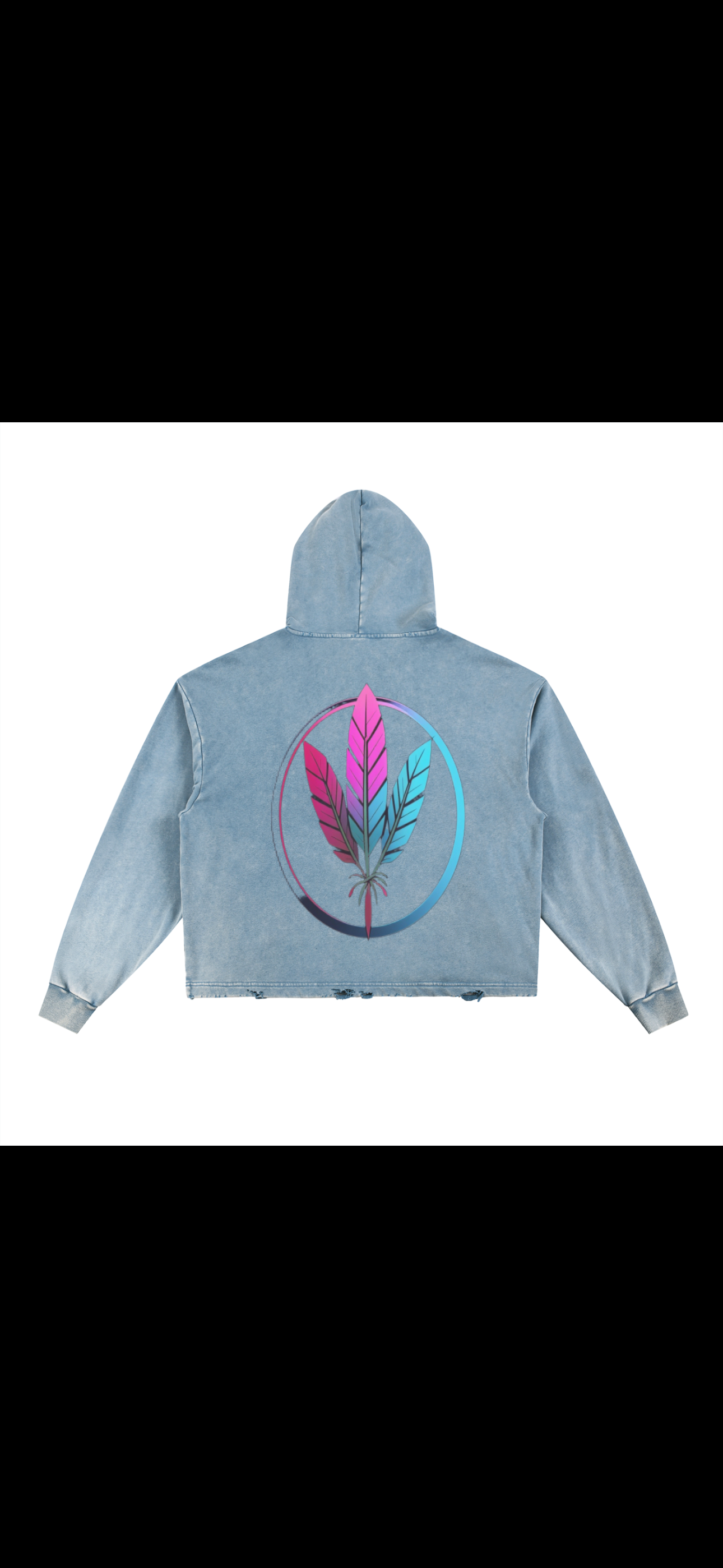 Vintage Washed Frayed Hem Hoodie