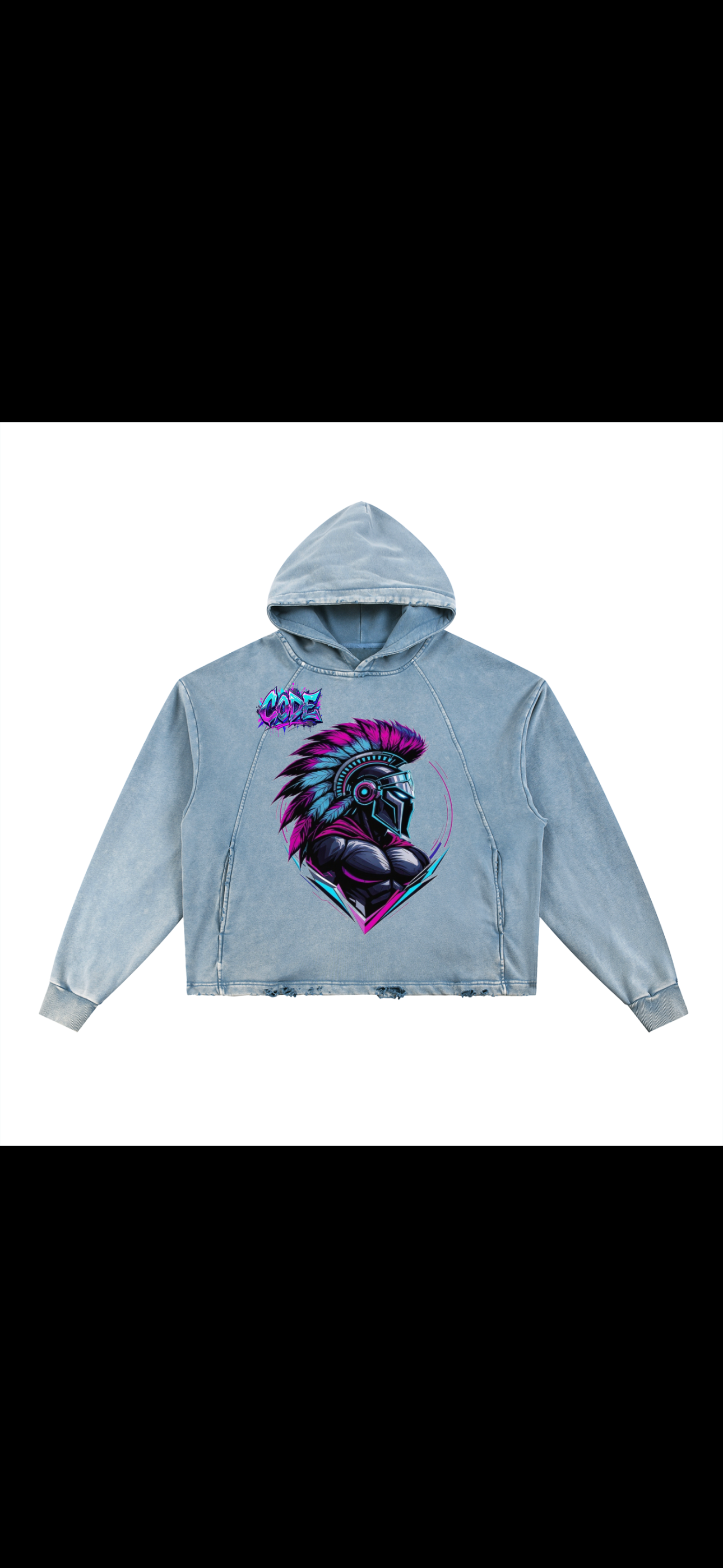 Vintage Washed Frayed Hem Hoodie