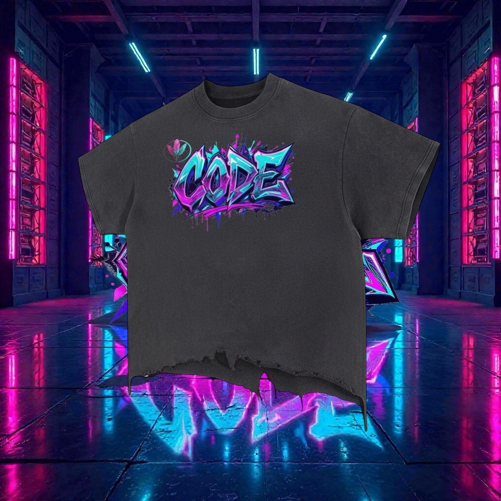 Vintage Wash Boxy Distressed Hem T-Shirt