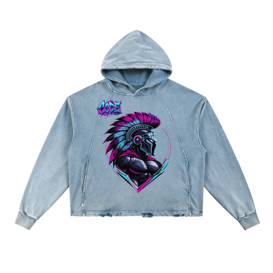 Vintage Washed Frayed-Hem Hoodie